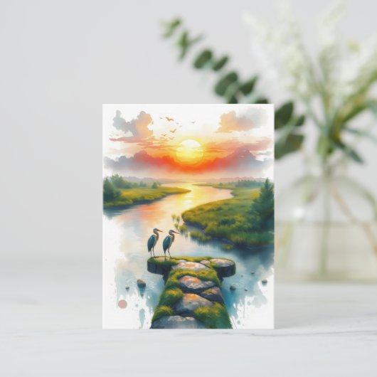 herons at sunset ポストカード (スタンド正面)