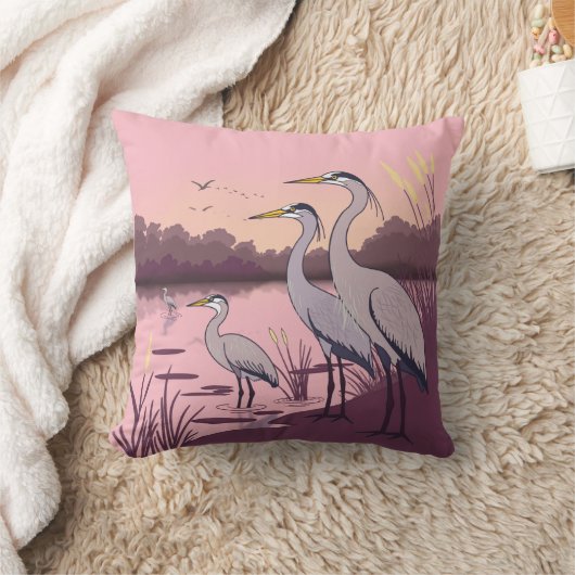 Herons by the Lake クッション (ブランケット)