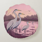 Herons by the Lake ラウンドクッション (裏面)