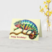 Herpsのハッピーバースデーのカメレオンカード カード (黄色い花)