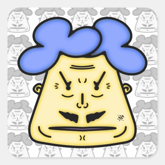 Herr Mustache漫画顔v2-1 スクエアシール (正面)