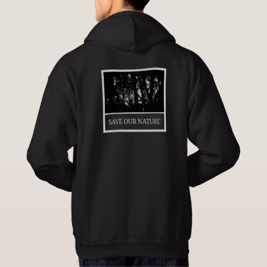 Herren Hoodie Schwarz – „Save Our Nature“ パーカ (裏面)