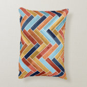 Herringbone Pattern Blue Yellow Orange Red アクセントクッション (裏面(縦))