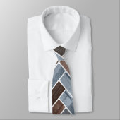 Herringbone Pattern in Blue Brown Grey ネクタイ (タイ)
