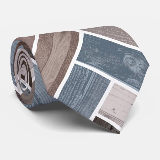 Herringbone Pattern in Blue Brown Grey ネクタイ (ロール)