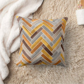 Herringbone Pattern in Orange Brown Grey クッション (ブランケット)