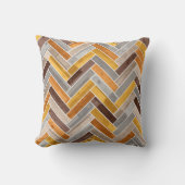 Herringbone Pattern in Orange Brown Grey クッション (正面)