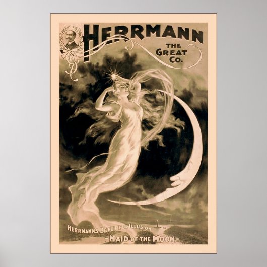 Herrmann the 素晴らし Co. to 1898 toヴィンテージマジシャン ポスター (正面)