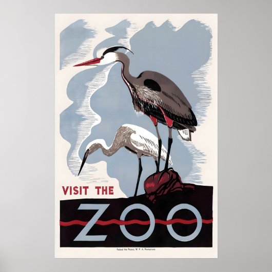Herron American Bittern Zoo Bird Advertising ポスター (正面)