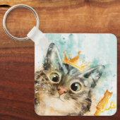 Herrschende Katze mit Krone und Zepter キーホルダー (正面)