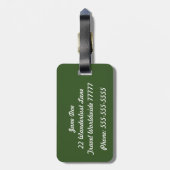 Hersフォレストの緑と白の荷物タグ ラゲッジタグ (裏面縦)