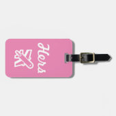 Hers明るいピンクと白のラゲッジタグ ラゲッジタグ (正面横)