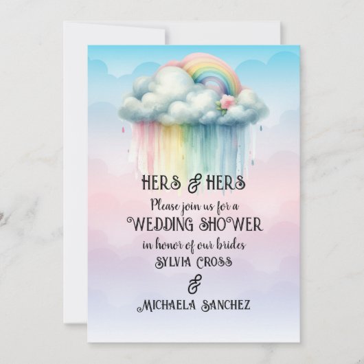 HERS & HERS Lesbian Wedding Shower 招待状 (正面)