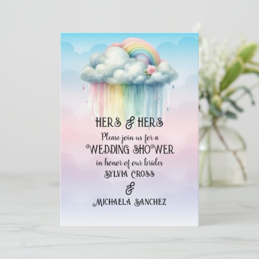 HERS & HERS Lesbian Wedding Shower 招待状 (スタンド正面)