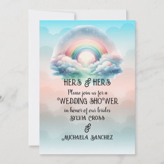 HERS & HERS Lesbian Wedding Shower 招待状 (正面)