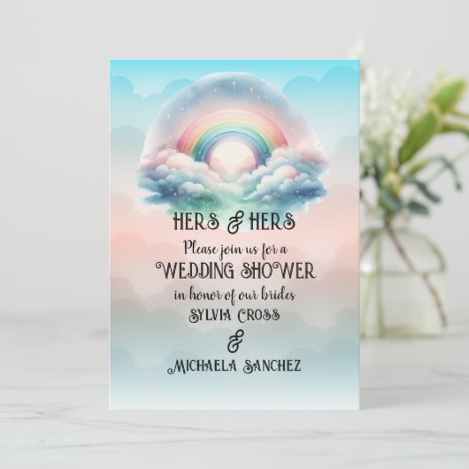 HERS & HERS Lesbian Wedding Shower 招待状 (スタンド正面)