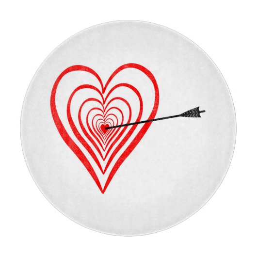 Herz Dartscheibe mit Pfeil カッティングボード (正面)