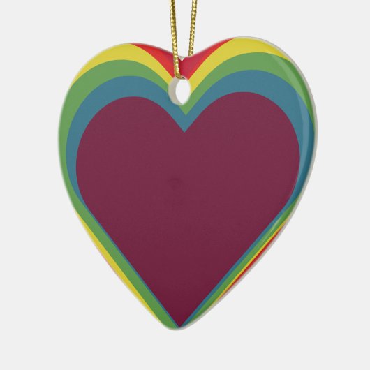 Herz ♥ Heart – Rainbow Colors – Regenbogenfarben セラミックオーナメント (左)
