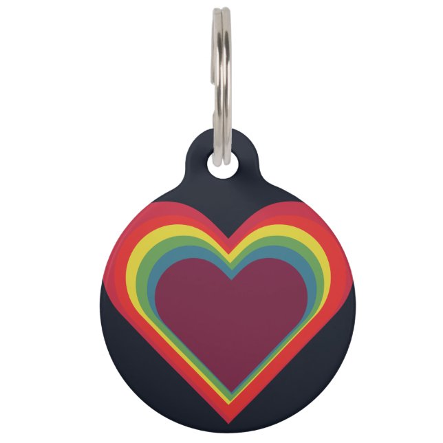 Herz ♥ Heart – Rainbow Colors – Regenbogenfarben ペット　ネームタグ (正面)