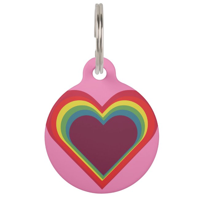 Herz ♥ Heart – Rainbow Colors – Regenbogenfarben ペット　ネームタグ (正面)