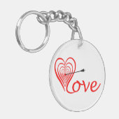 Herz Liebe Dartscheibe mit Pfeil キーホルダー (正面左)