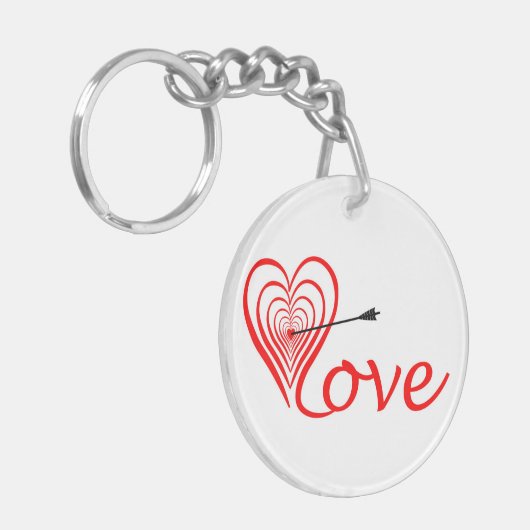 Herz Liebe Dartscheibe mit Pfeil キーホルダー (正面左)