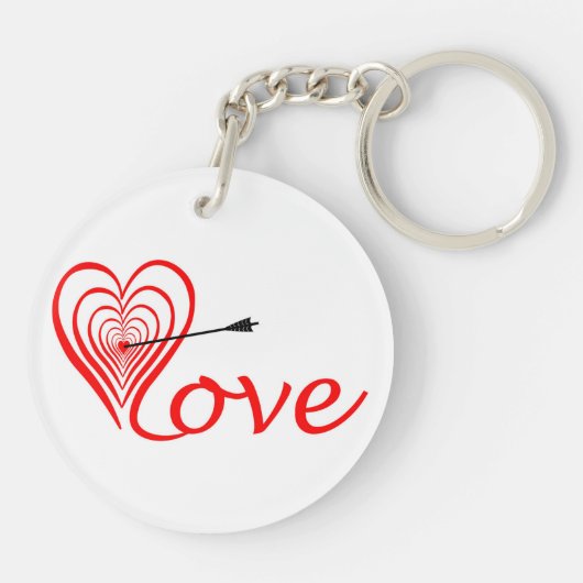 Herz Liebe Dartscheibe mit Pfeil キーホルダー (裏面)