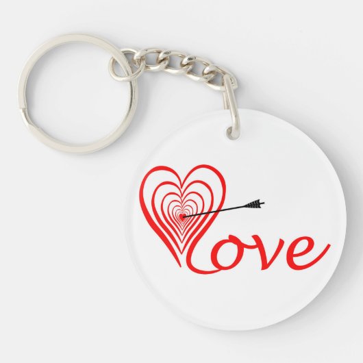 Herz Liebe Dartscheibe mit Pfeil キーホルダー (正面)