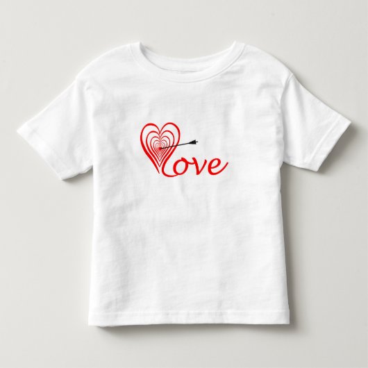 Herz Liebe Dartscheibe mit Pfeil トドラーTシャツ (正面)