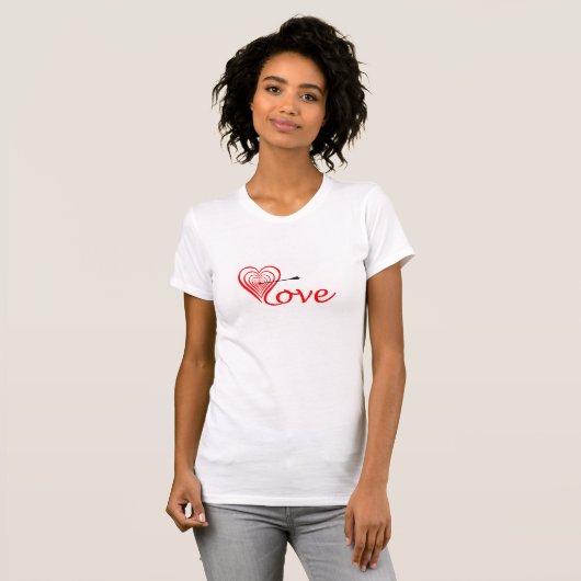 Herz Liebe Dartscheibe mit Pfeil Tシャツ (正面フル)