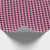 Herz Schwarz auf Rosa ラッピングペーパー (角)