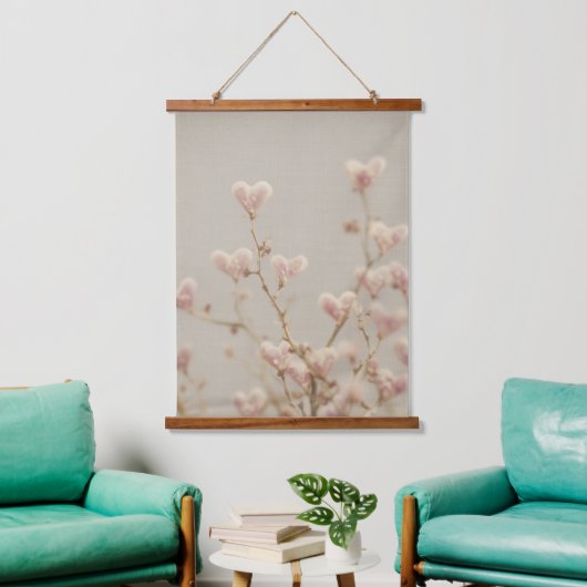 Herzblüten Wandteppich – Romantische Botanische 吊り下げ型タペストリー (リビング)