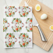 Herzförmiges Blumenmuster キッチンタオル (四つ折り)