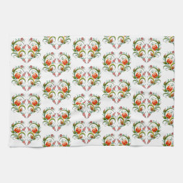 Herzförmiges Blumenmuster キッチンタオル