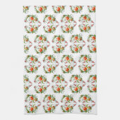 Herzförmiges Blumenmuster キッチンタオル (縦)