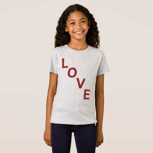 Herzhaftes LOVE-Design aus roten Herzen für Sie Tシャツ (正面フル)