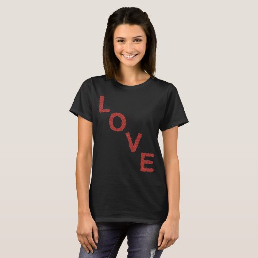 Herzhaftes LOVE-Design aus roten Herzen für Sie Tシャツ (正面フル)