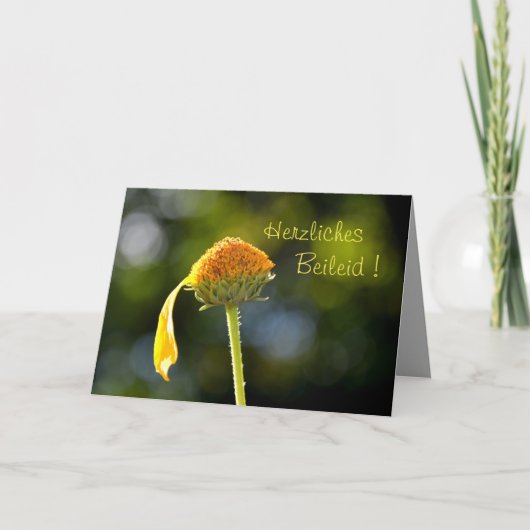 Herzliches Beileid ! Mit gelber Blüte カード (正面)