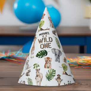 Hes a Wild One, Safari Themed Boy 1st birthday パーティーハット