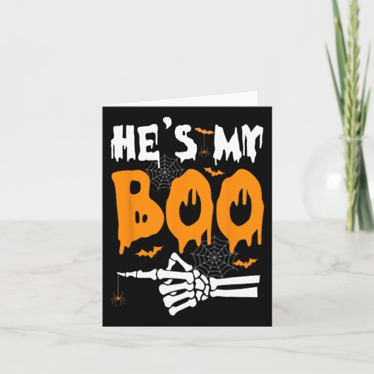 He's My Boo Skeleton Halloween Matching Couples  カード (正面)
