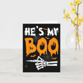 He's My Boo Skeleton Halloween Matching Couples  カード (黄色い花)