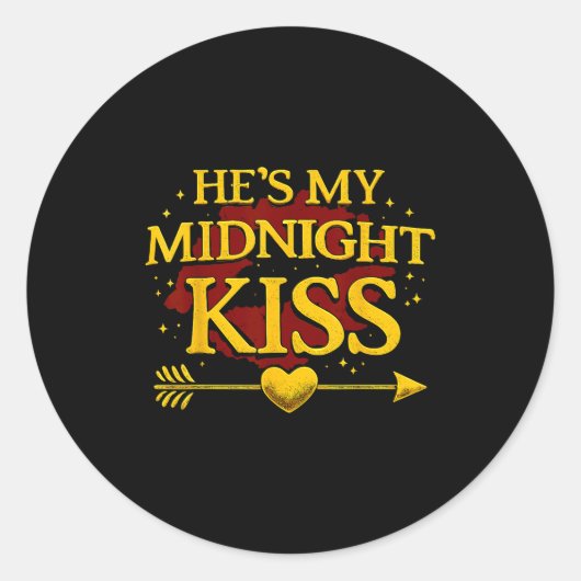 He's My Midnight Kiss Matching Couples Valentine’s ラウンドシール (正面)
