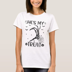 Hes My Treat Matching Colots Skeleton Halloween C Tシャツ