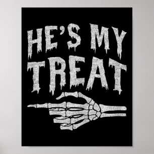 Hes My Treat Skeleton Matching Co夫婦ハロウィーンCo ポスター