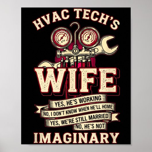 He's Not Imaginary Funny Hvac Tech Wife Women Girl ポスター (正面)