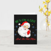 He's On The List Not Mine Santa Funny Christmas  カード (黄色い花)