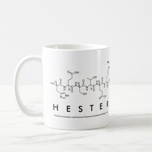 Hesterのペプチッド名前のマグ コーヒーマグカップ (左)