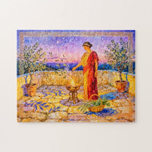 Hestia Lighting a Sacred Fire on Terrace with Oliv ジグソーパズル (横)