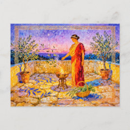 Hestia Lighting a Sacred Fire on Terrace with Oliv ポストカード