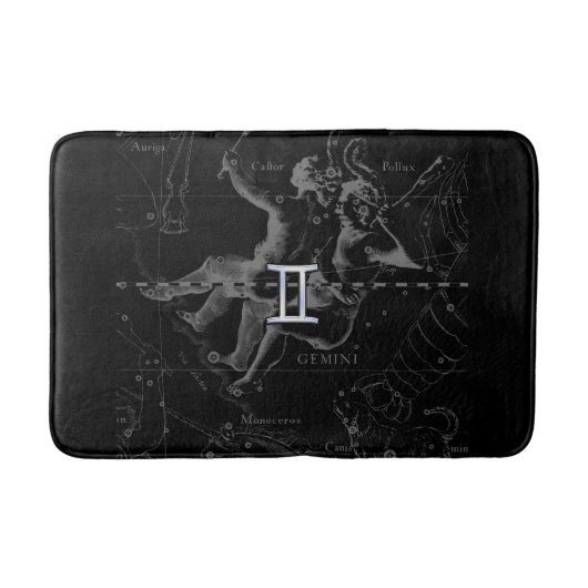Heveliusのジェミニ(占星術の)十二宮図の記号のようにクロム染料で染めて下さい バスマット (正面)